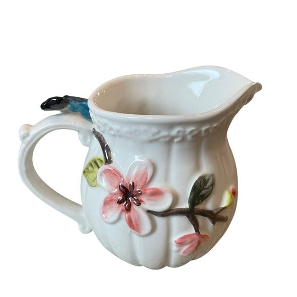 Botanical Collection by Corner Ruby 3D Floral Hummingbird Ceramic Creamer NEW - Picture 5 of 13